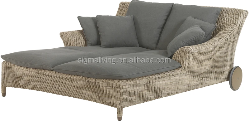 Hot sale New design modern rattan double wide chaise lounge