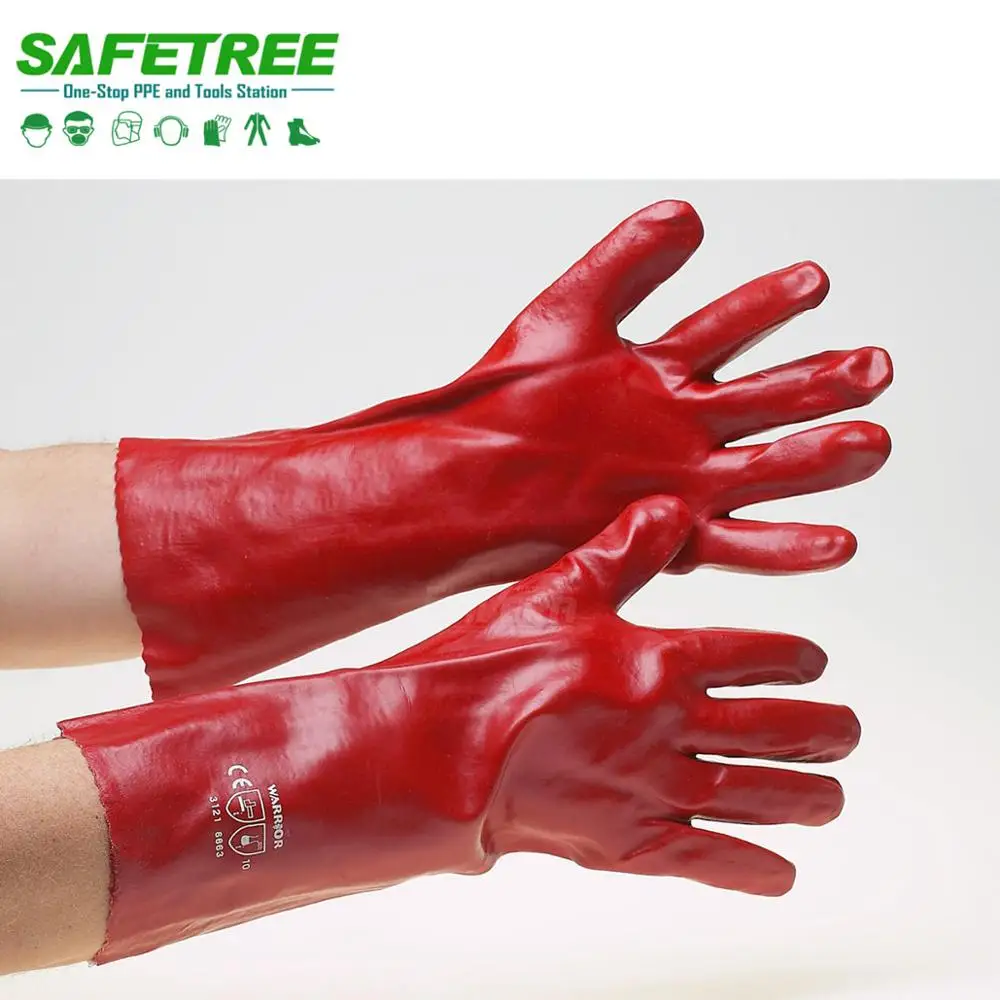 red pvc work gloves