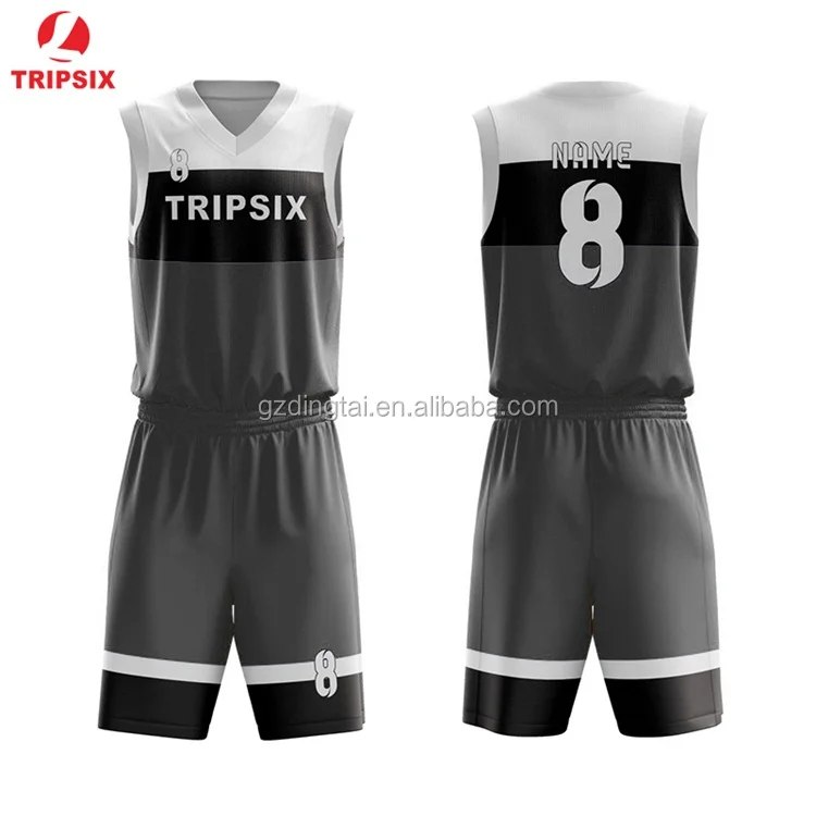 2019 Latest Design Color Black Gray Basketball Jersey