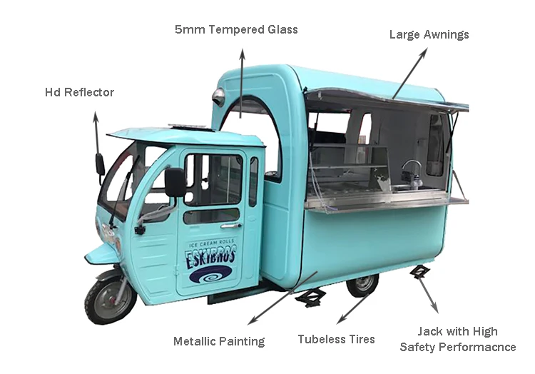 3 Wheel Food Truck With Water System Electric Tricycle Hot Sale In