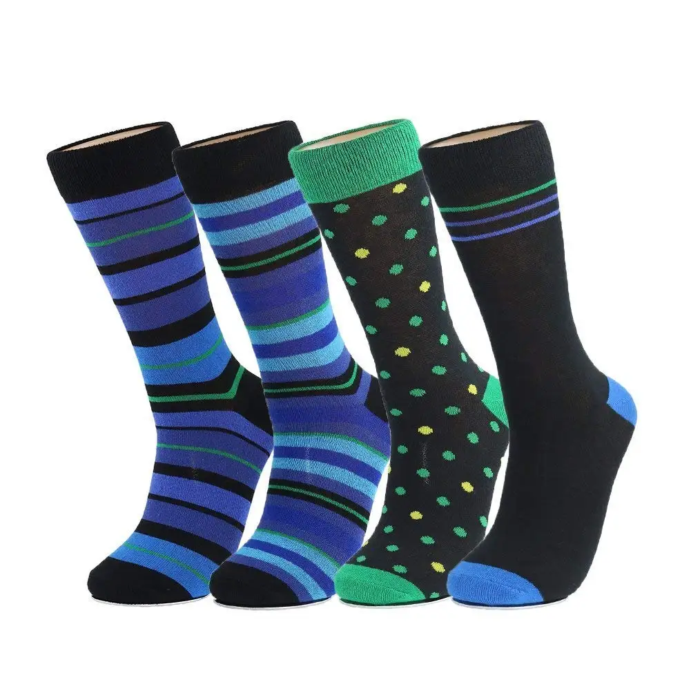 Buy Sparklelife 4 Pack Colorful Patterned Dress Socks Crew Socks Thick ...