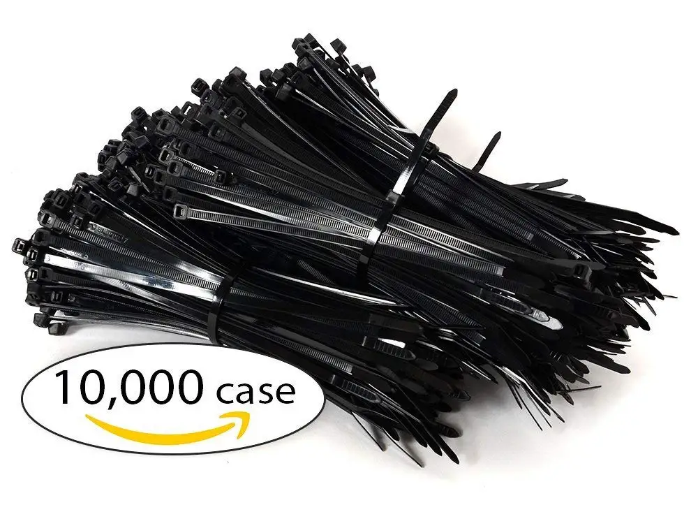 50lb Pack of 100pcs 4.8mm x 8” Black Nylon Cable Tie Zip Heavy Duty