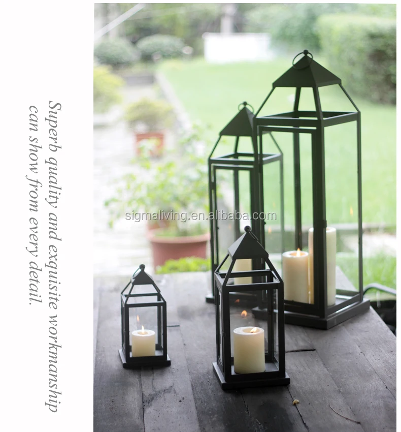 Portable classic indoor outdoor decorating metal glass candle holder