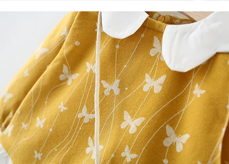 S63388B Baby Girl Dress 2018 New Casual Autumn Baby Clothes Long Sleeve Fake Two Piece Dress baby girl clothes with bag