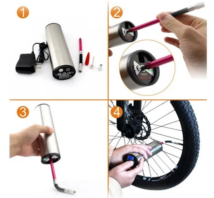Small Size Dc 12v High Pressure Bike Tire Pump Fittings With Auto Shut