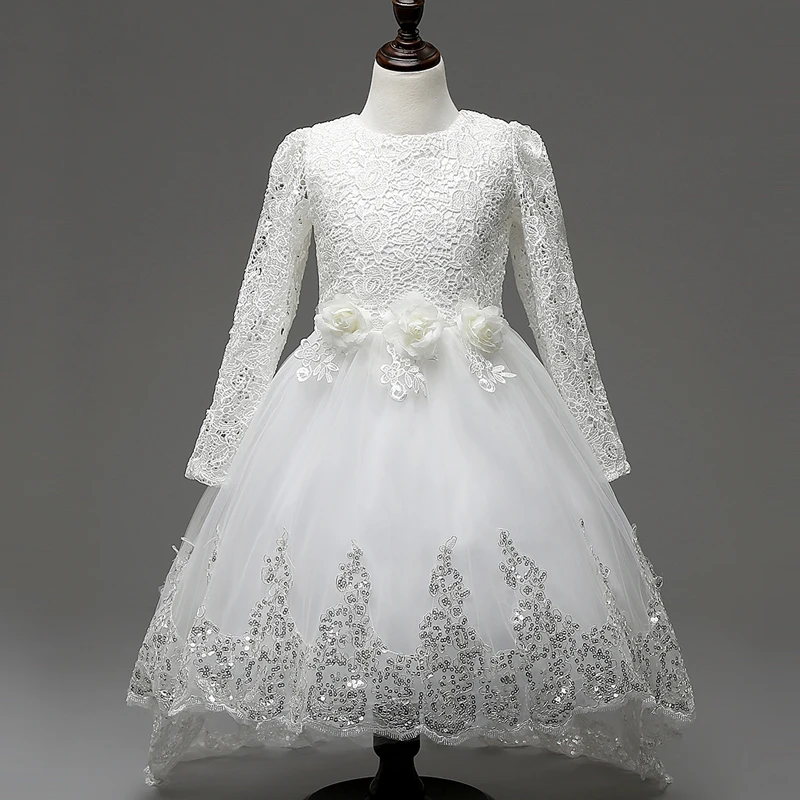 New Design 2016 Kids Clothes Baby Girl White Dress Wedding Party