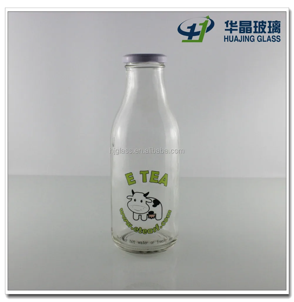 500ml 16oz Bulk Milk Glass Bottle Decal Cow Glass Milk Bottle With