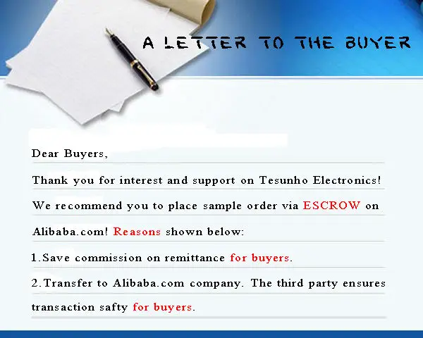 a letter to the buyer