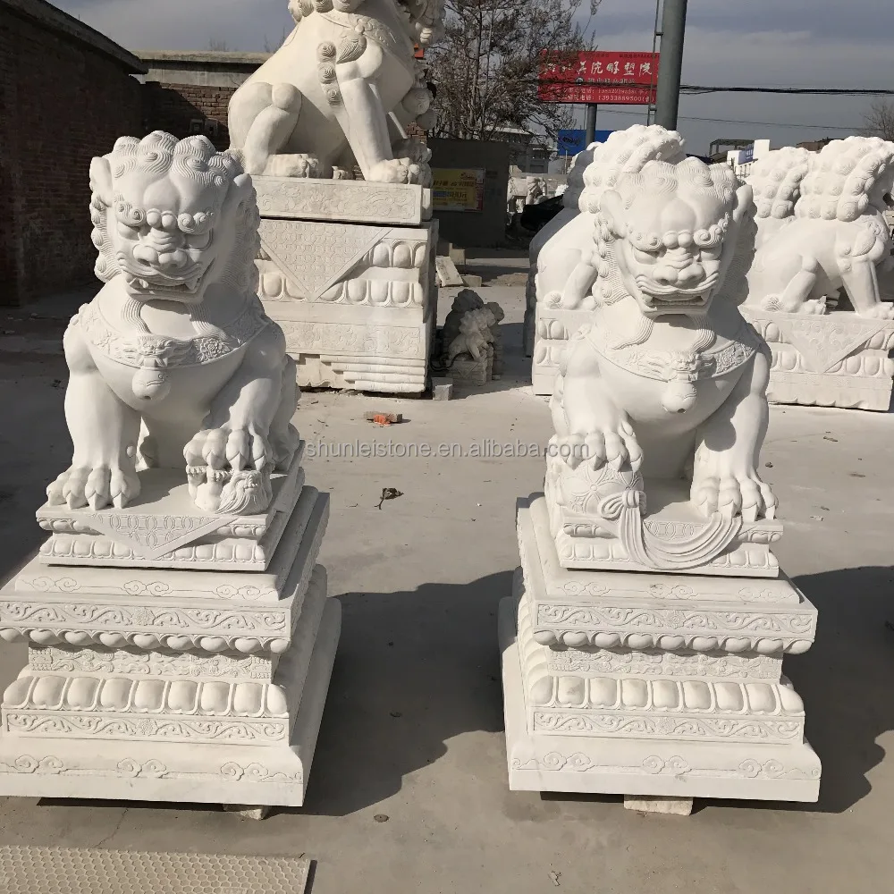 Горячие продажи декоративных китайский foo dog мраморная статуя