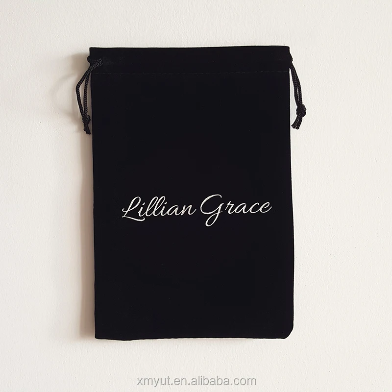 Jewelry & Watch & Eyewear Recyclable Screen Printing,hot Stamping Velvet Bag Drawstring Gift Bag Jewellery Pouch with logo