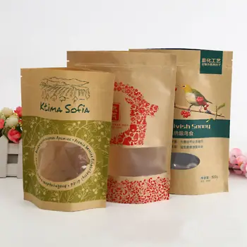 Recyclable Kraft Paper Zipper Seal Food Packaging Bags Bag Resealable Product On