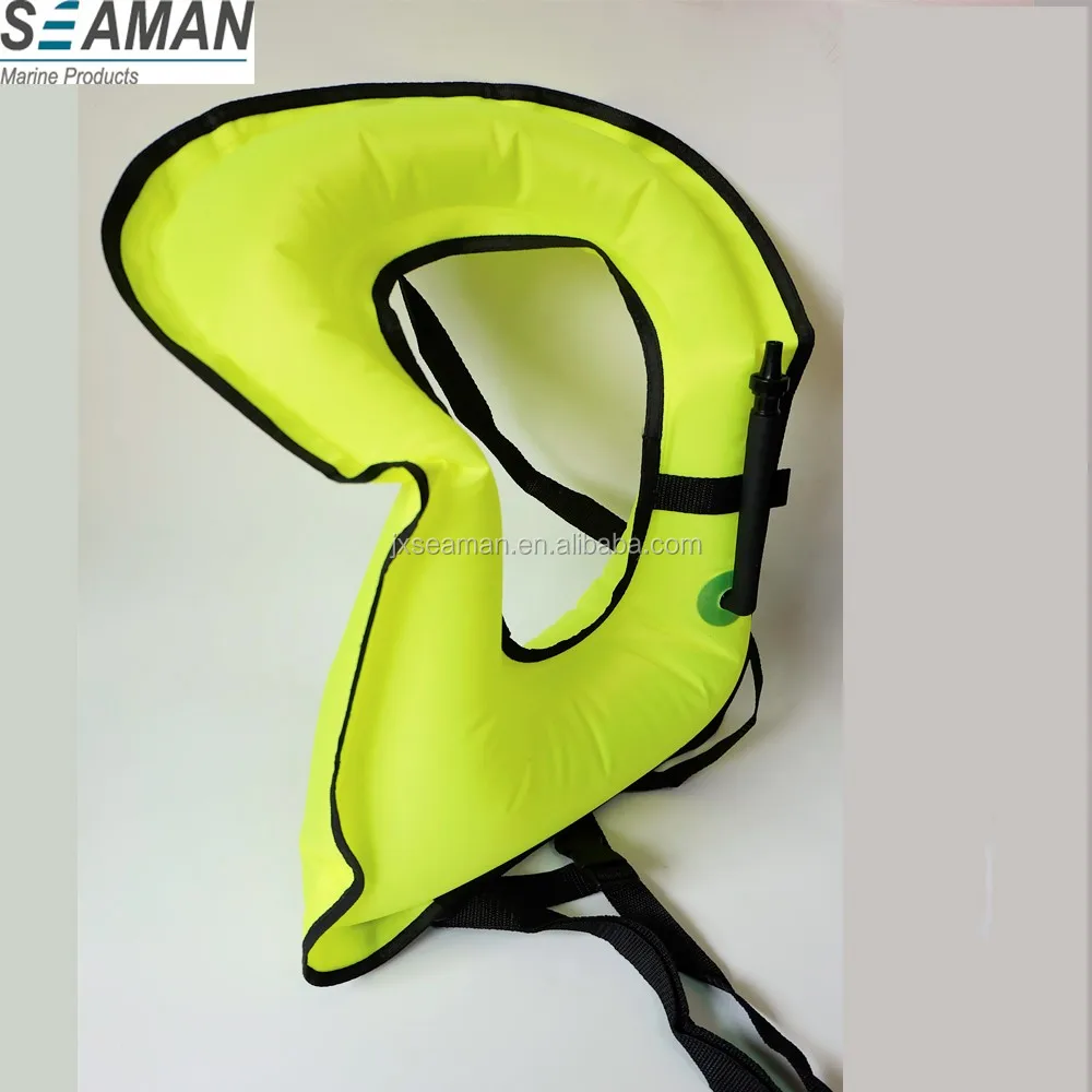 Neon Yellow Inflatable Snorkel Vest Snorkel Jacket Free Diving Safety