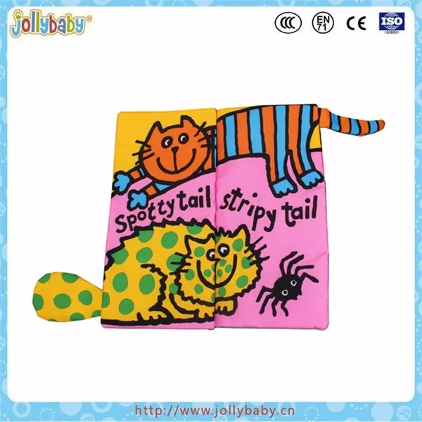 Wear-resistant and bite-resistant soft baby cloth book with animal tail