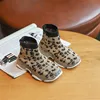 Hot Sale Kids Fashion Knitted Breathable Leopard Ankle Sock Boots for Boys and Girls