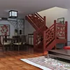 Wood straight staircase with Red walnut treads design