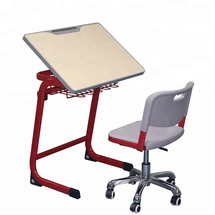 Wooden Adjustable Teenage Engineering Drawing Table Chairs For College