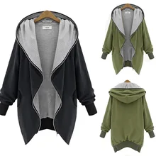 Plus Size Oversize New Fashion Women Hooded With Pocket Jacket Casual Zipper Long Outwear Warm Cardigan Coats Casaco Feminino