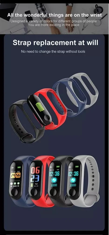 m3c 0.96 inch smart bluetooth bracelet sports smartwatch
