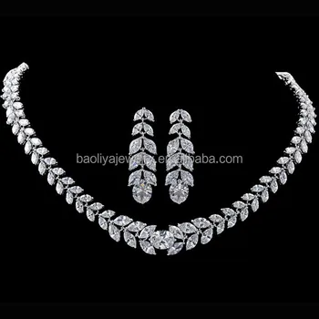 Baoliya Design White Gold Plated Teardrop Cz Zircon Necklace And Baoliya Design White Gold Plated Teardrop Cz Zircon Necklace And Earring Set For Wedding