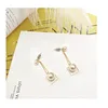 Top Selling Rose Gold Plated New Trendy Popular Square Shaped Dangle Pearl Earrings