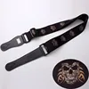 China manufacturer custom guitar strap with skulls printing ends with fashion elements