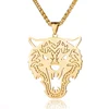 Large style gold/silver fashion cool stainless steel wolf necklace for men