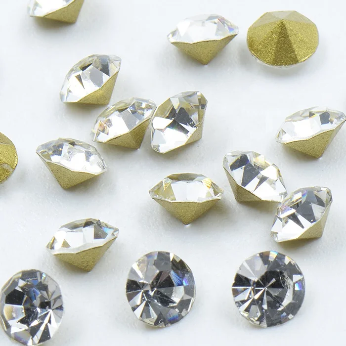 Best quality gold foiled point back MC crystal chaton rhinestones