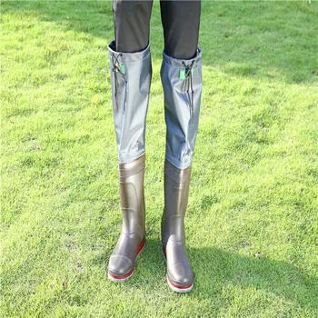 Men's Nylon Pvc Knee High Boots With 