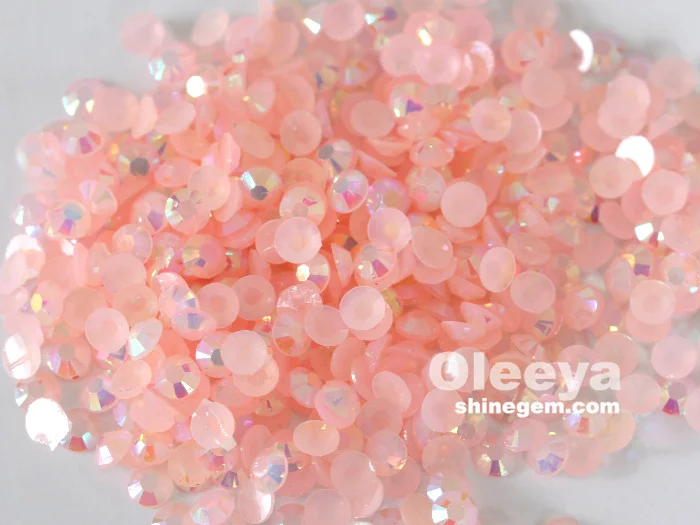 Oleeya light peach AB non hot fix nail art Resin rhinestones (8).jpg