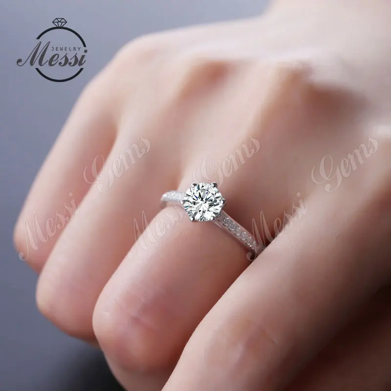 14K white gold women wedding 1carat moissanites solitaire wedding ring