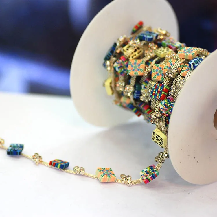 New Arrival Colorful Design ss6-ss38 10yards Single-row Crystal Rhinestones Cup Chain