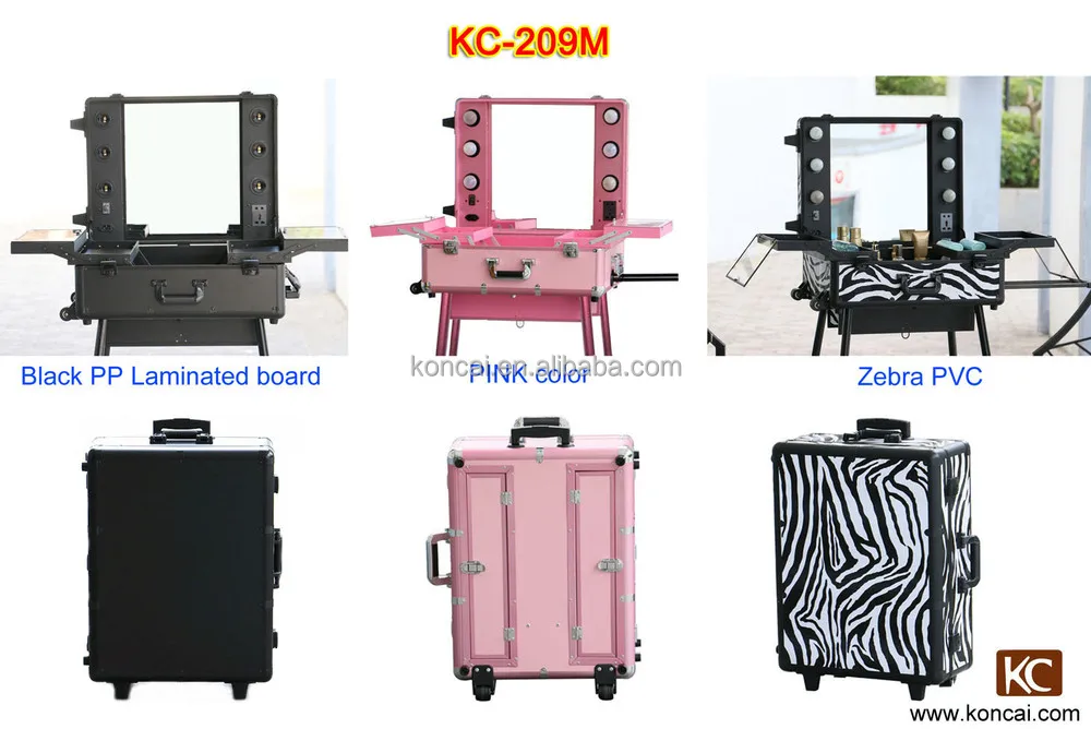 Moq1pc Professional Makeup Case Empty Cosmetic Case With Mirror Pvc