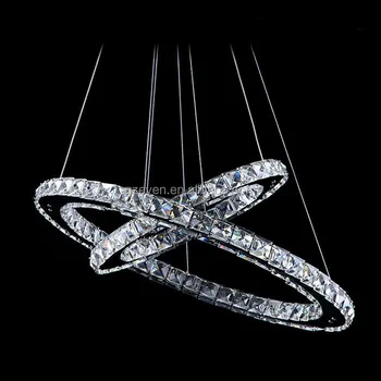 luxury double rings crystal lamp for dining room oval modern living