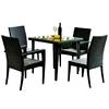 On sale Outdoor PE Rattan Wicker Patio 5PCS Furniture Cube Sets Top Glass Dining Table