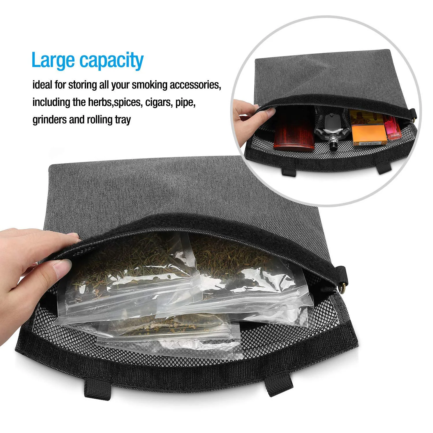 Portable 6*7 Inch Activated Carbon Lining Smell Proof Bag Weed Odorless