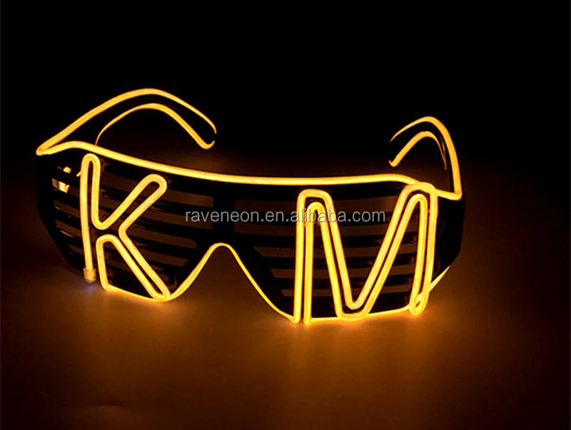 YJLWE LED Light Up Glasses Party Flashing EL Wire Neon Rave Glasses for Kids and Adults Carnival Halloween Disco Bar DJ Glowing Décor Blue and Orange 
