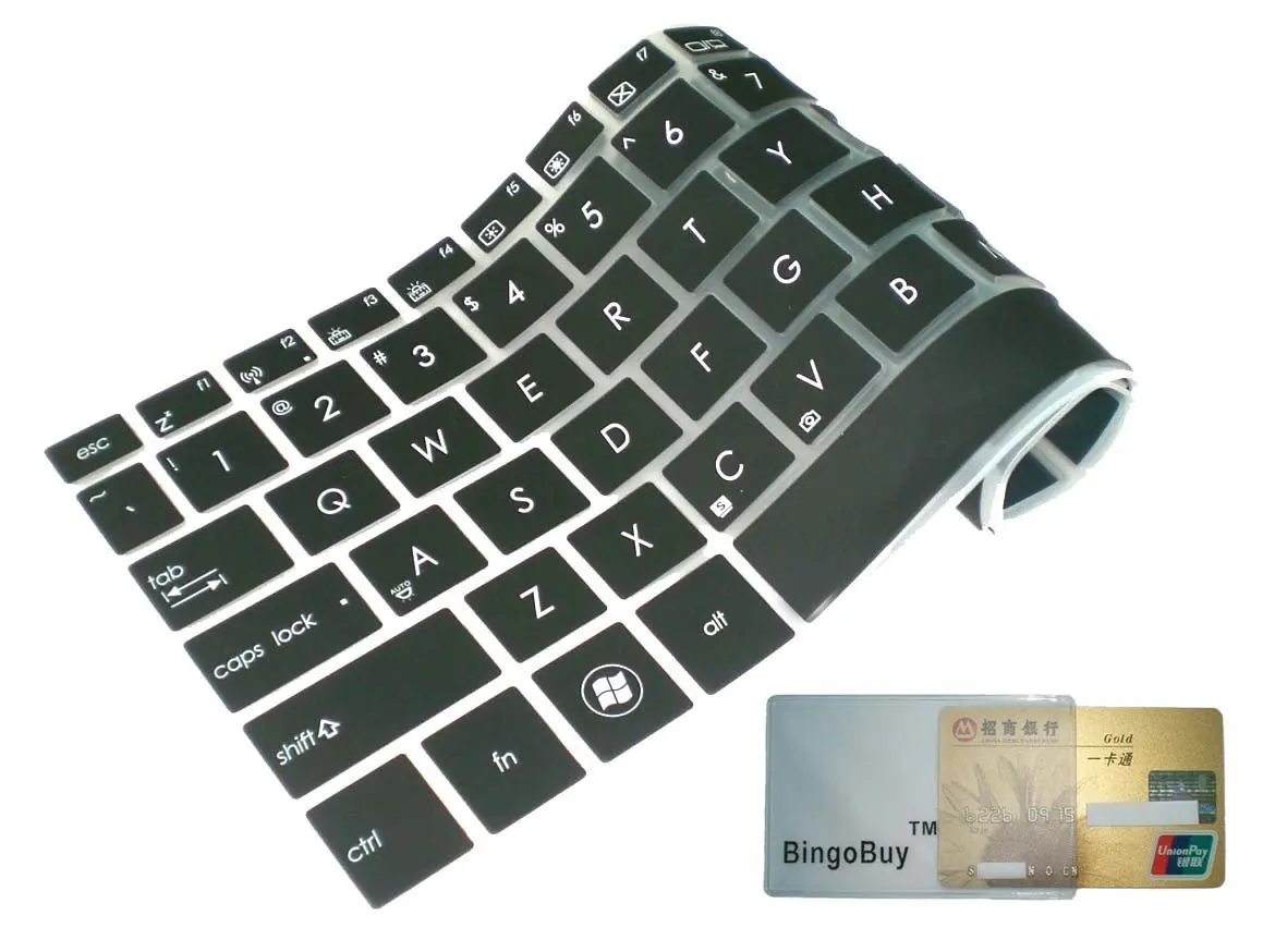 BingoBuy 2-Pack Ultra thin Silicone Keyboard Protector Skin Cover for ASUS X301 X301A Vivobook S300 S300CA S301LA S301LP V300CA Q301 Q301LA (Semi-Green + Clear if your enter key looks like 7, our skin cant fit
