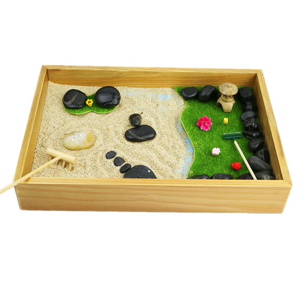 Wholesale Oem Sand Zen Garden With Wood Tray For Desktop - Buy Desktop ...