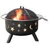 Wood Burning Patio BBQ Grill Fire Pit Metal With Stars and Moon