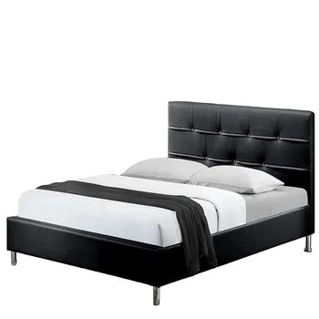 Bedroom Furniture Diamond Black Leather Bed With Metal Leg Buy Leather Bed With Crystals Black Leather Diamond Bed Black Leather Bed Product On