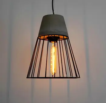 Post Modern Hanging Cement Pendant Lamp Contemporary Concrete Black Post Modern Hanging Cement Pendant Lamp Contemporary Concrete Black Caged Lights Wrought Iron Lighting
