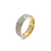 Women Jewelry Crystal Stainless Steel Paved Gold Wedding Band Engagement Diamond Rings