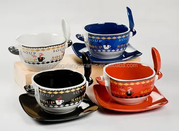 Soup Mug Two Handles With Spoon And Saucer - Buy Ceramic Soup Mugs ... Soup Mug Two Handles With Spoon And Saucer - Buy Ceramic Soup Mugs ...