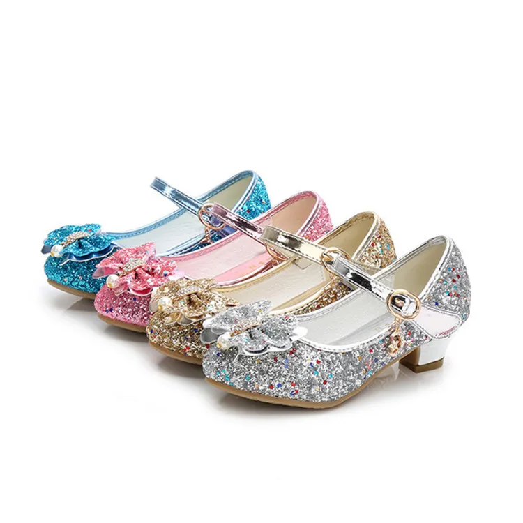 Kids Leather Shoes Girls Wedding Dress Shoes Children Elsa Princess Bowtie Dance Shoes For Girls Casual Shoes Flat Sandals Leather Shoes Aliexpress