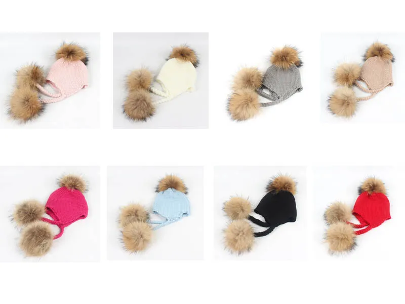 Putars Baby Cute Knitting Wool Hemming Hat Keep Warm Winter Warm Pompom Fur Ball Hat Cap