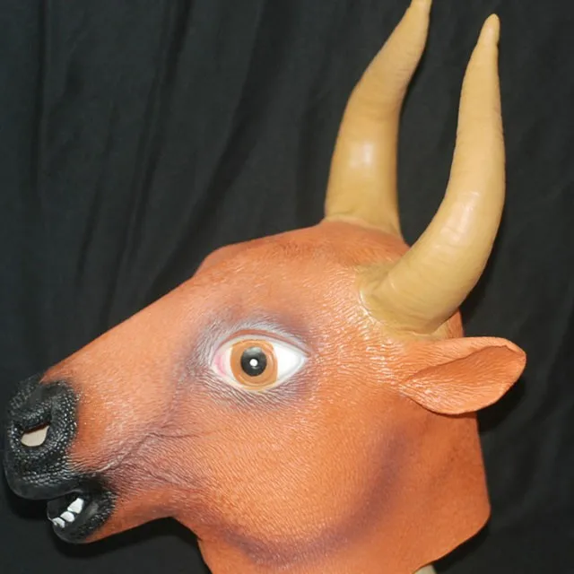 令人毛骨悚然的动物万圣节乳胶牛面具公牛头面具