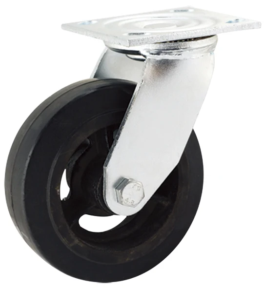 6 Inch Wholesale150 mm Shock Absorber Fixed Rigid Heavy Duty Cast Iron Rim Solid Soft Rubber Wheel Caster