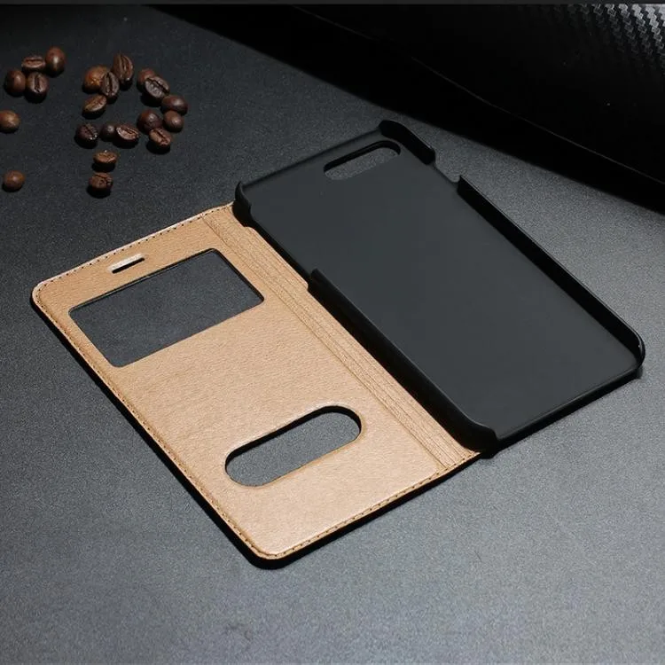 Double Open Window Flip Answer leather Mobile Phone Case For Iphone 6/6s plus 7 7plus