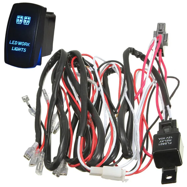 Car 300W 40A Wiring Harness Kit Laser Rocker Switch Controller For Working Light