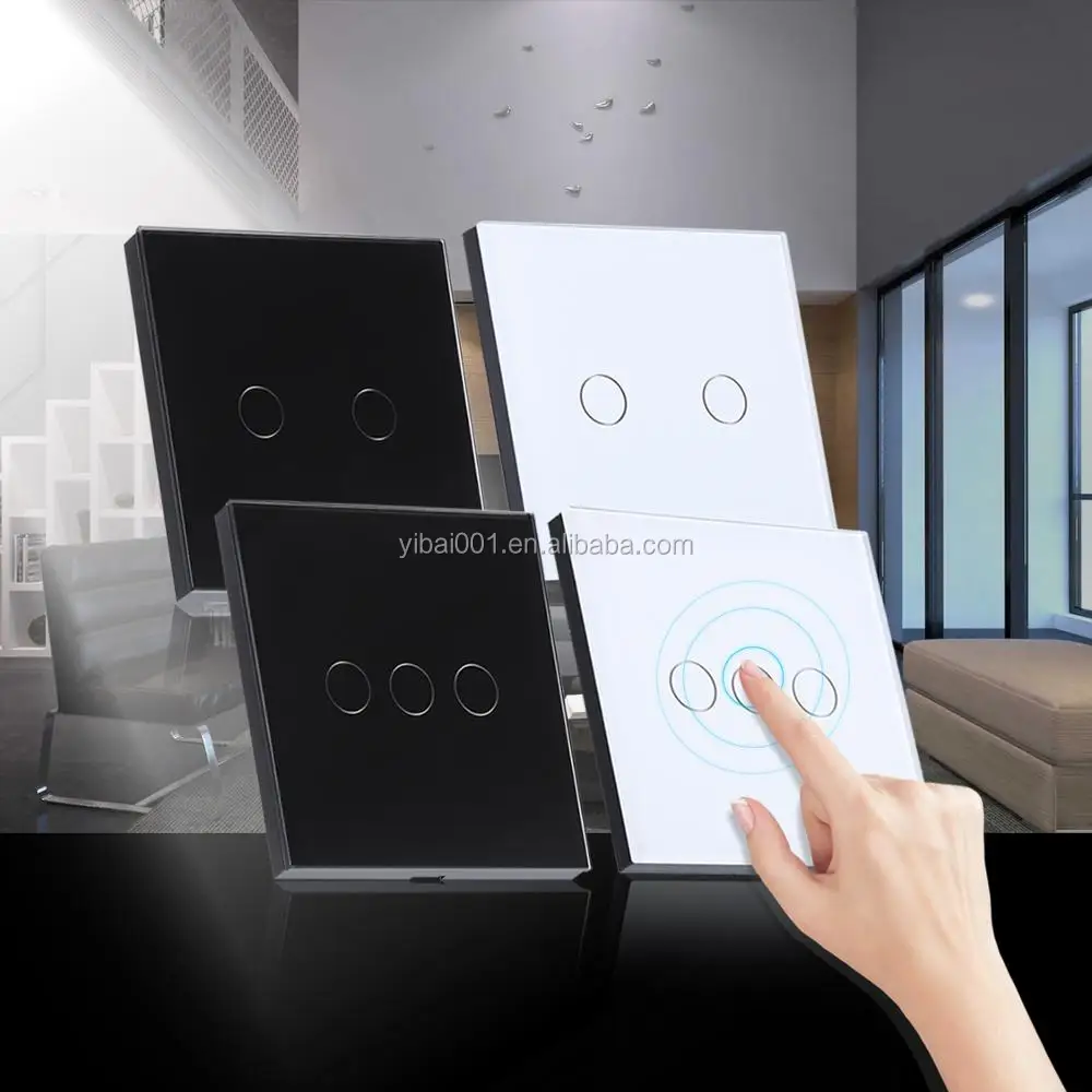 Smart Home 1 Way 2/3 Gang 110240v Tempered Glass Panel Touch Wall